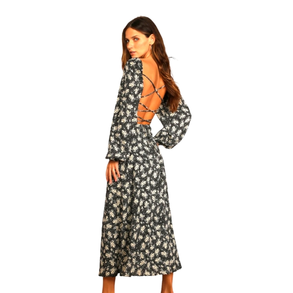 NWT Lulu's Black and White Midi Dress Size L